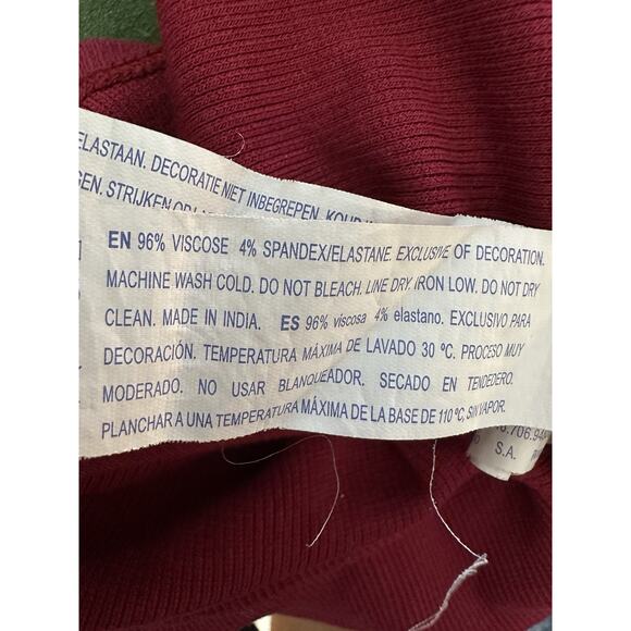 Forever 21 Tank Top Crochet Trim Strappy Back Red Sz.Small Y2K Long Length Boho - Picture 5 of 7